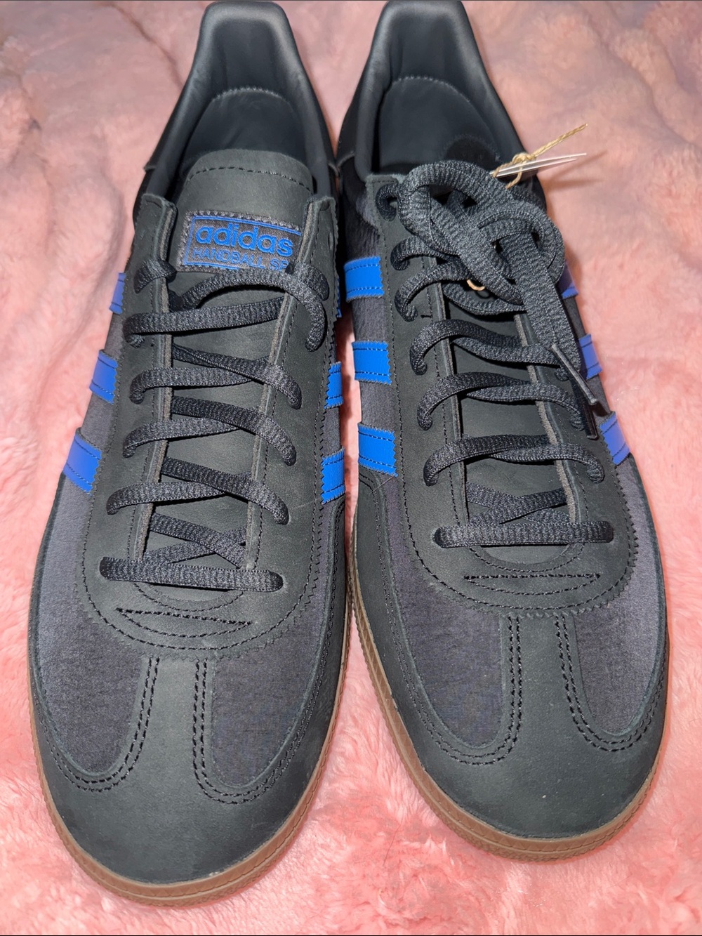 adidas Men’s Black Sneakers with Blue Stripes